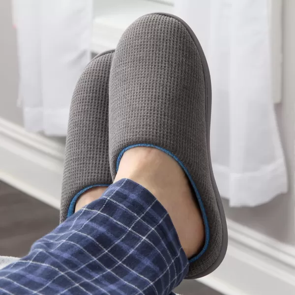 imageFruit of the Loom Mens Ribbed Jersey Clog  Comfortable Memory Foam Sole IndoorOutdoor Machine WashableGrey