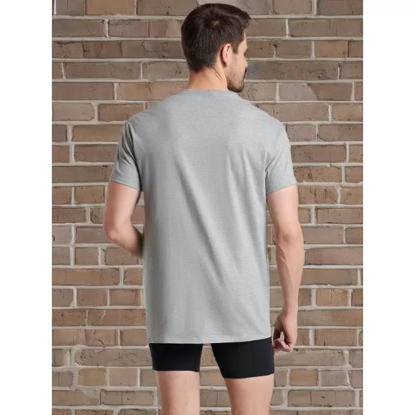 imageFruit of the Loom Mens Tagfree Cotton UndershirtsRegular  Crew  4 Pack BlackGrey