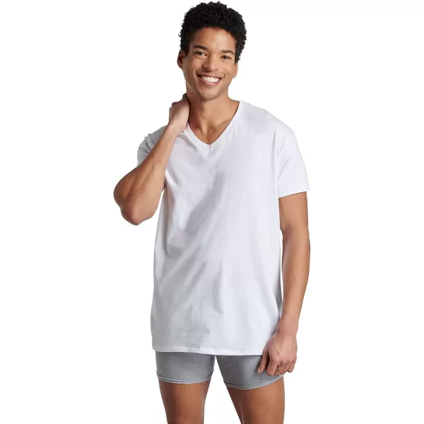 imageFruit of the Loom Mens Tagfree Cotton UndershirtsRegular  Vneck  4 Pack White