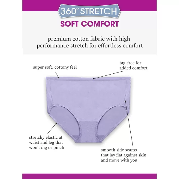 imageFruit of the Loom Womens 360 Stretch Underwear High Performance Stretch for Effortless Comfort Available in Plus SizeCotton Blend  Plus Size Brief  6 Pack  Colors May Vary