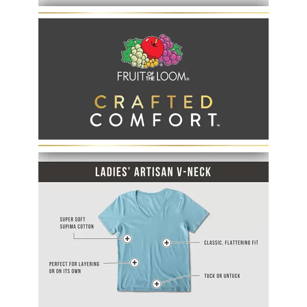 imageFruit of the Loom Womens Crafted Comfort Pima Cotton Short Sleeve TshirtsVneck  2 Pack  NavySea Breeze