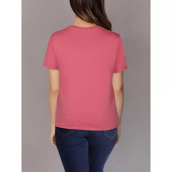 imageFruit of the Loom Womens Crafted Comfort Pima Cotton Short Sleeve TshirtsVneck  2 Pack  WhiteGinger Zinger Pink