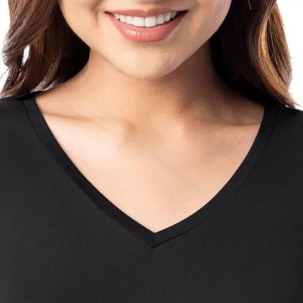 imageFruit of the Loom womens 360 Stretch Ruffle Sleeve Vneck Tee and Capri Sleep Pajama SetBlack