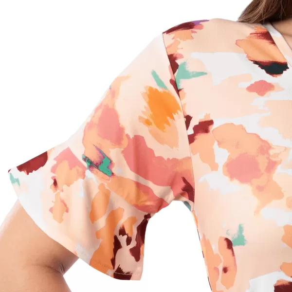 imageFruit of the Loom womens 360 Stretch Ruffle Sleeve Vneck Tee and Capri Sleep Pajama SetPainters Palette