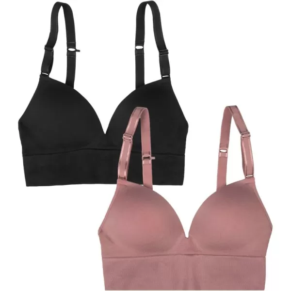 imageFruit of the Loom A Fresh Collection Confidence Booster 2 Pack Womens Seamless Push Up Bras for Lifted ComfortPremium PlumBlack Hue