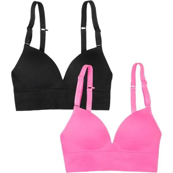 imageFruit of the Loom A Fresh Collection Confidence Booster 2 Pack Womens Seamless Push Up Bras for Lifted ComfortSugar PlumBlack Hue
