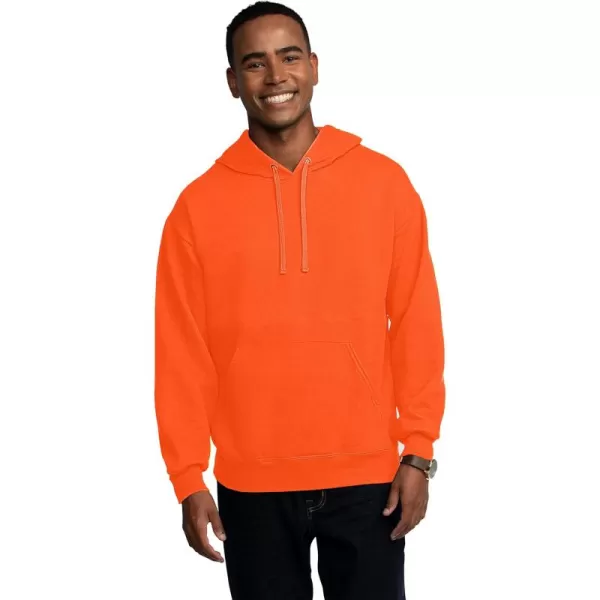 imageFruit of the Loom Mens Eversoft Fleece Hoodies Moisture Wicking ampamp Breathable Pullover Hooded SweatshirtSafety Orange Pullover