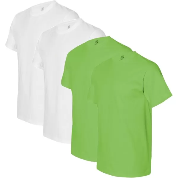 imageFruit of the Loom Mens Tagfree Cotton Undershirts2 White  2 Kiwi