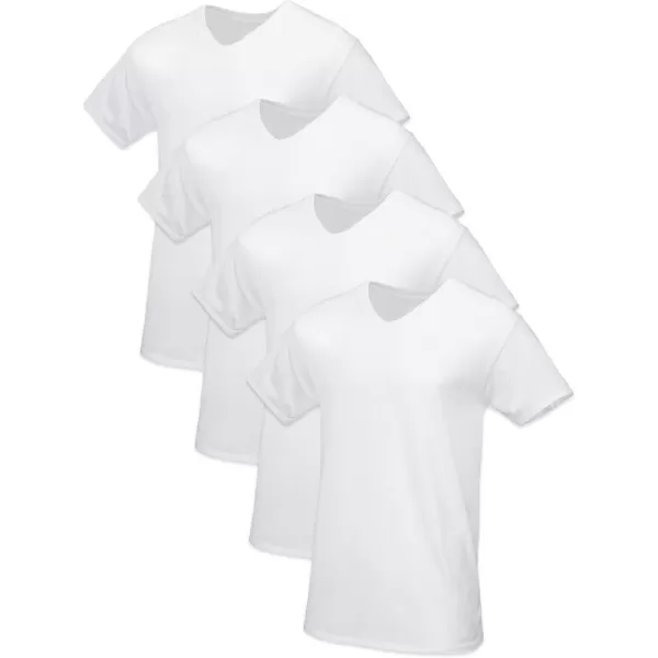 imageFruit of the Loom Mens Tagfree Cotton UndershirtsRegular  Vneck  4 Pack White