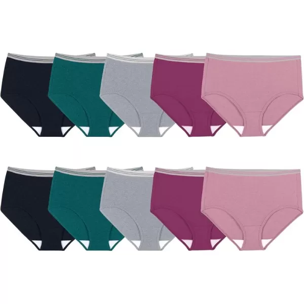 imageFruit of the Loom Womens Eversoft Cotton Brief Underwear Tag Free ampamp Breathable Available in Plus SizePlus Size Brief  Cotton Blend  10 Pack  GreyGreenPink