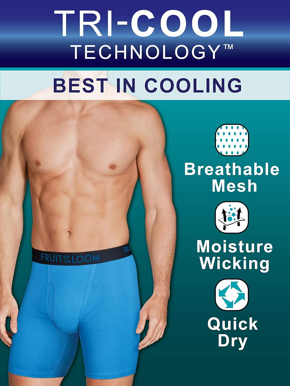 imageFruit of the Loom Mens Breathable Boxer Briefs Moisture Wicking Underwear Assorted Color MultipacksMicro Mesh  Colors May Vary