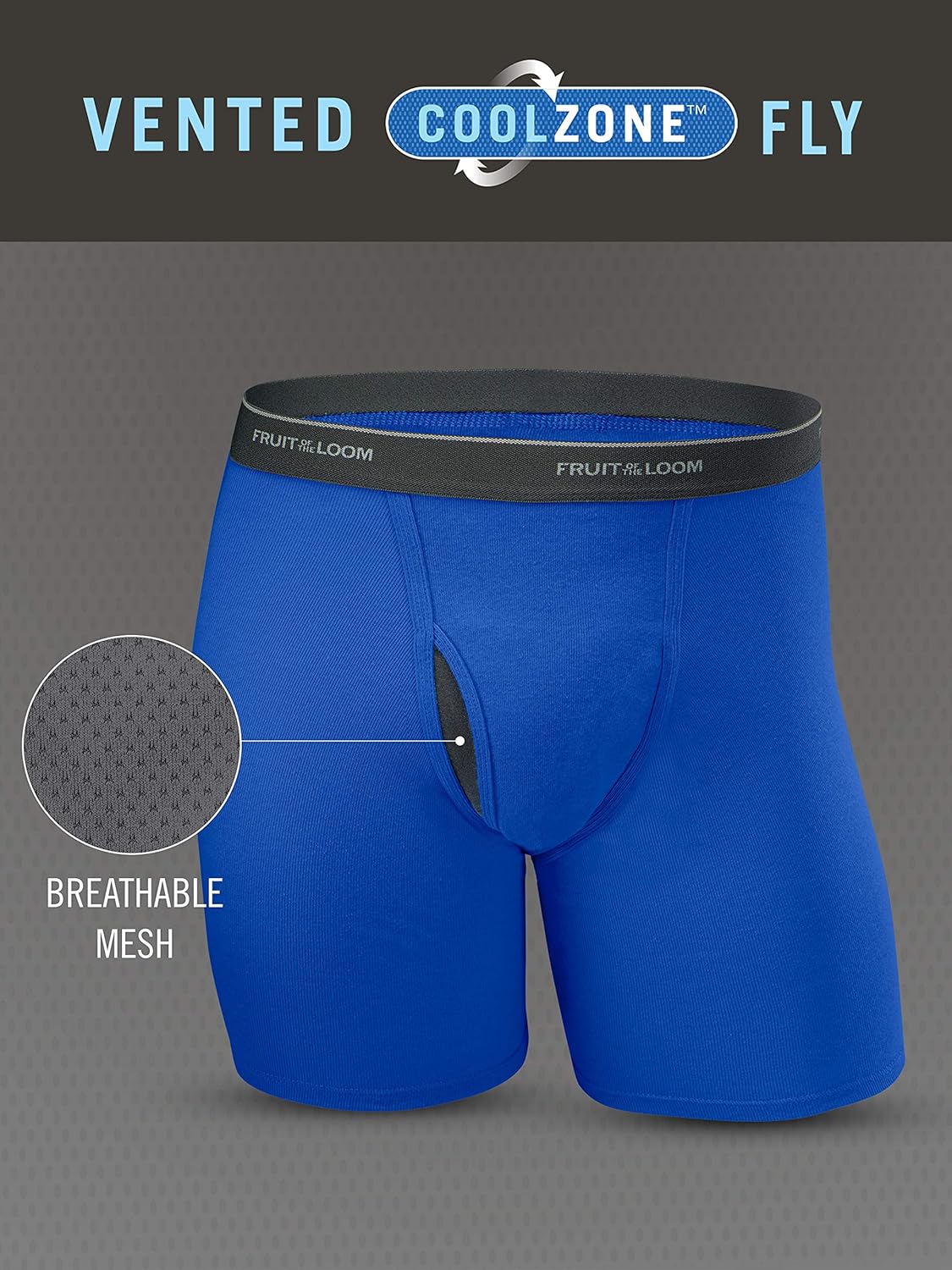 imageFruit of the Loom Mens Coolzone Boxer Briefs Moisture Wicking ampamp Breathable Assorted Color MultipacksShort Leg  7 Pack  BlackGray