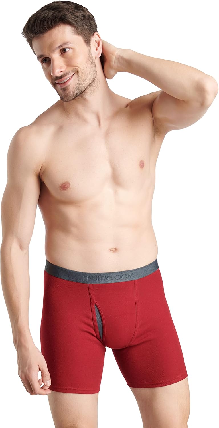 imageFruit of the Loom Mens Premium TagFree Cotton Underwear Regular ampamp Big ManBoxer Brief  8 Pack  Assorted