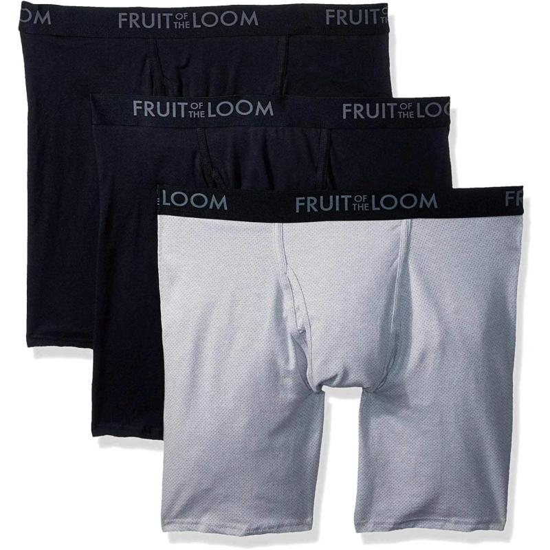 imageFruit of the Loom Mens Breathable Boxer Briefs Moisture Wicking Underwear Assorted Color MultipacksLong Leg  Cotton Mesh  Colors May Vary