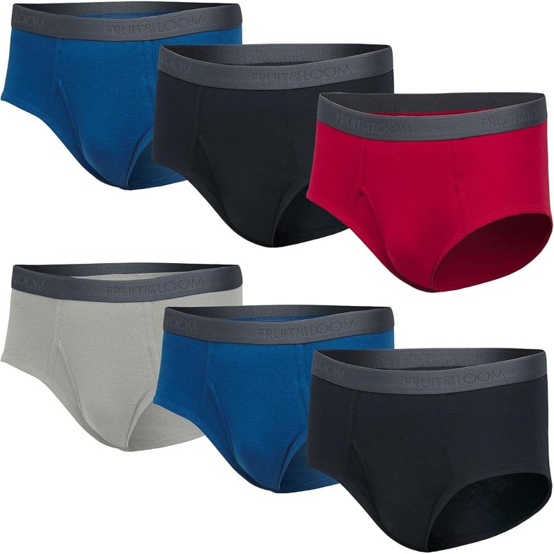imageFruit of the Loom Mens Premium TagFree Cotton Underwear Regular ampamp Big ManBrief  6 Pack  Assorted