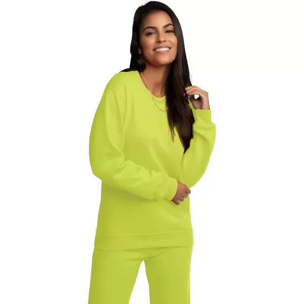 imageFruit of the Loom Eversoft Fleece Crewneck Sweatshirts Moisture Wicking ampamp Breathable Sizes S4X2 Pack  Safety OrangeSafety Green