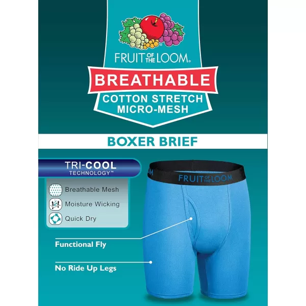 imageFruit of the Loom Mens Breathable Boxer Briefs Moisture Wicking Underwear Assorted Color MultipacksCotton Mesh  BlackGrey