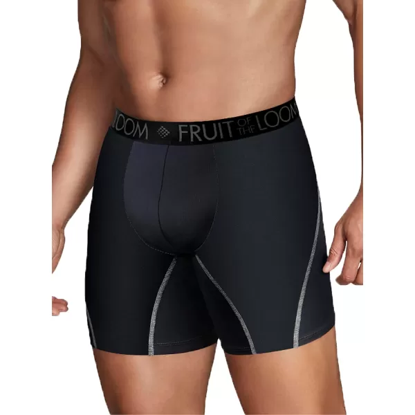 imageFruit of the Loom Mens Breathable Boxer Briefs Moisture Wicking Underwear Assorted Color MultipacksPerformance Stretch  Black