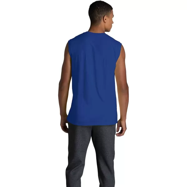 imageFruit of the Loom Mens Eversoft Cotton Sleeveless T Shirts Breathable ampamp Moisture Wicking with Odor Control Sizes S4xMuscle  2 Pack  Blue