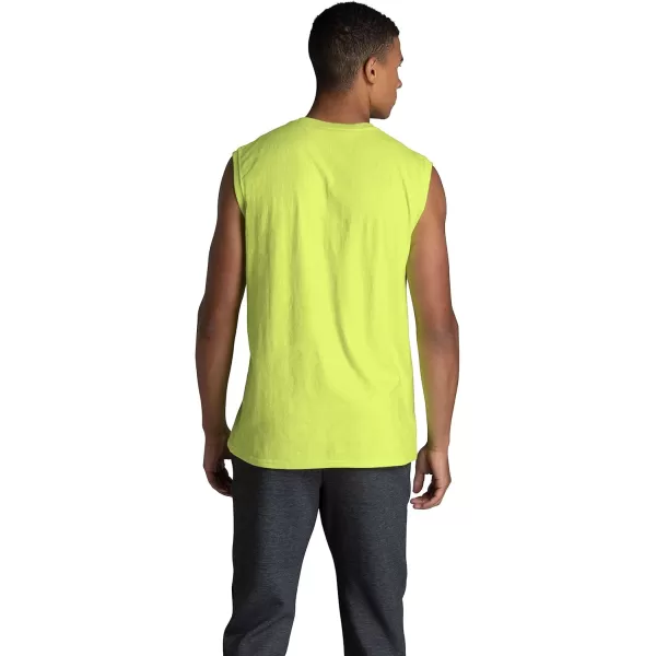 imageFruit of the Loom Mens Eversoft Cotton Sleeveless T Shirts Breathable ampamp Moisture Wicking with Odor Control Sizes S4xMuscle  2 Pack  Safety Green