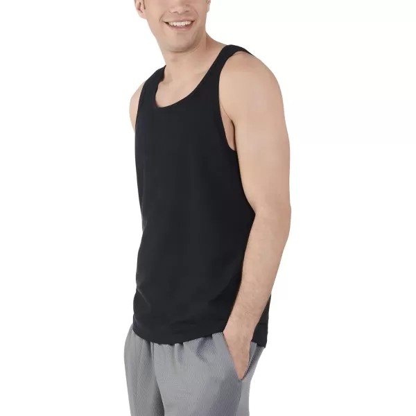 imageFruit of the Loom Mens Eversoft Cotton Sleeveless T Shirts Breathable ampamp Moisture Wicking with Odor Control Sizes S4xTank  2 Pack  Black