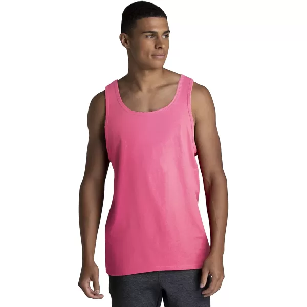 imageFruit of the Loom Mens Eversoft Cotton Sleeveless T Shirts Breathable ampamp Moisture Wicking with Odor Control Sizes S4xTank  2 Pack  Neon Pink