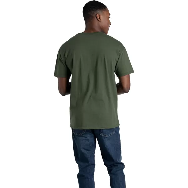 imageFruit of the Loom Mens Eversoft Cotton TShirts Breathable ampamp Moisture Wicking with Odor Control Sizes S4XCrew  2 Pack  Military Green
