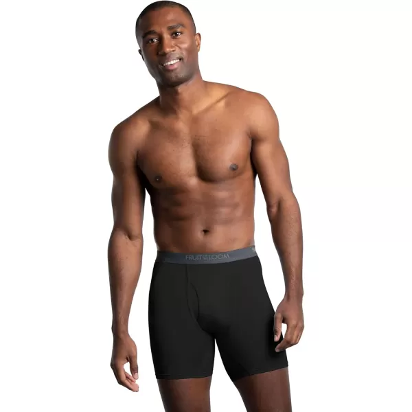 imageFruit of the Loom Mens Micro Stretch Boxer Briefs Designed to Move with You Lightweight ampamp Moisture Wicking5 Pack  Black