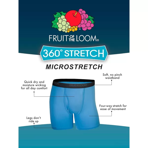 imageFruit of the Loom Mens Micro Stretch Boxer Briefs Designed to Move with You Lightweight ampamp Moisture Wicking5 Pack  GreyRedBlue