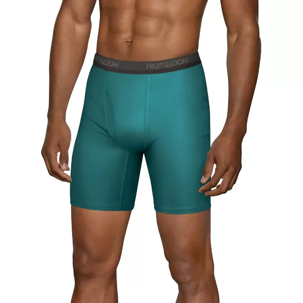 imageFruit of the Loom Mens Micro Stretch Boxer Briefs Designed to Move with You Lightweight ampamp Moisture WickingLong Leg  5 Pack  GreenBlueGrey