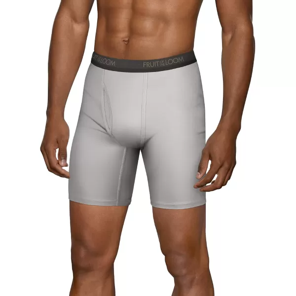 imageFruit of the Loom Mens Micro Stretch Boxer Briefs Designed to Move with You Lightweight ampamp Moisture WickingLong Leg 5 Pack  Black