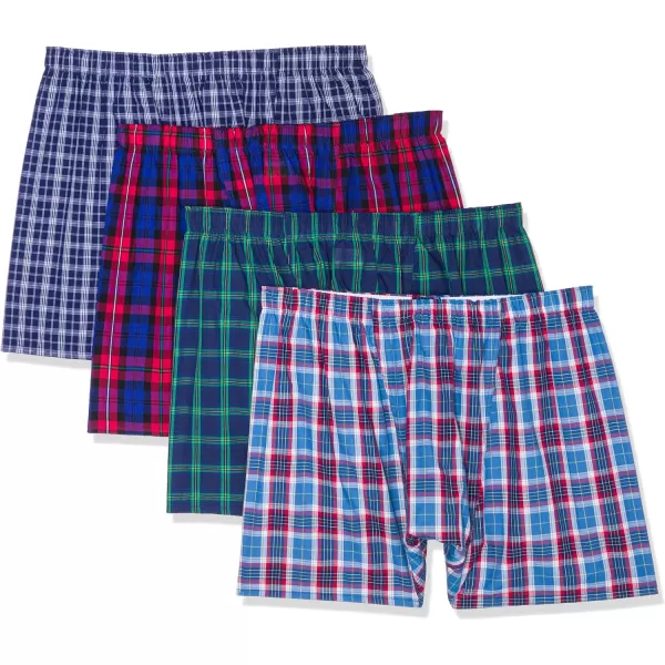 imageFruit of the Loom Mens Premium TagFree Cotton Underwear Regular ampamp Big ManBoxer  4 Pack  Woven Assorted