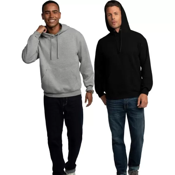 imageFruit of the Loom Eversoft Fleece Hoodies Pullover ampamp Full Zip Moisture Wicking ampamp Breathable Sizes S4X2 Pack  BlackGrey Heather
