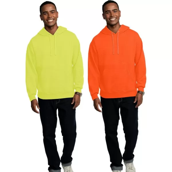 imageFruit of the Loom Eversoft Fleece Hoodies Pullover ampamp Full Zip Moisture Wicking ampamp Breathable Sizes S4X2 Pack  Safety OrangeSafety Green