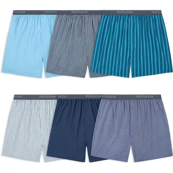 imageFruit of the Loom Mens 6 Pack Exposed Waistband Boxer ShortsAssorted