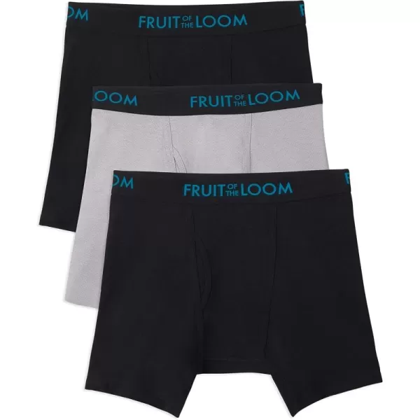 imageFruit of the Loom Mens Breathable Boxer Briefs Moisture Wicking Underwear Assorted Color MultipacksCotton Mesh  BlackGrey