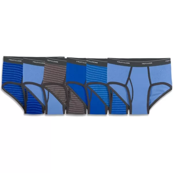 imageFruit of the Loom Mens Cotton Briefs Tag Free ampamp Moisture Wicking Assorted Color Multipacks6 Pack  Assorted StripeSolids