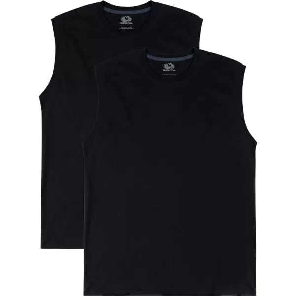 imageFruit of the Loom Mens Eversoft Cotton Sleeveless T Shirts Breathable ampamp Moisture Wicking with Odor Control Sizes S4xMuscle  2 Pack  Black