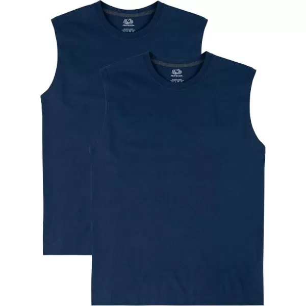 imageFruit of the Loom Mens Eversoft Cotton Sleeveless T Shirts Breathable ampamp Moisture Wicking with Odor Control Sizes S4xMuscle  2 Pack  Navy