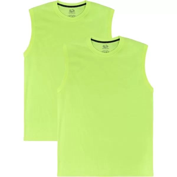 imageFruit of the Loom Mens Eversoft Cotton Sleeveless T Shirts Breathable ampamp Moisture Wicking with Odor Control Sizes S4xMuscle  2 Pack  Safety Green
