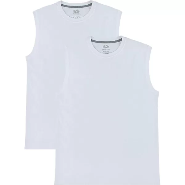 imageFruit of the Loom Mens Eversoft Cotton Sleeveless T Shirts Breathable ampamp Moisture Wicking with Odor Control Sizes S4xMuscle  2 Pack  White