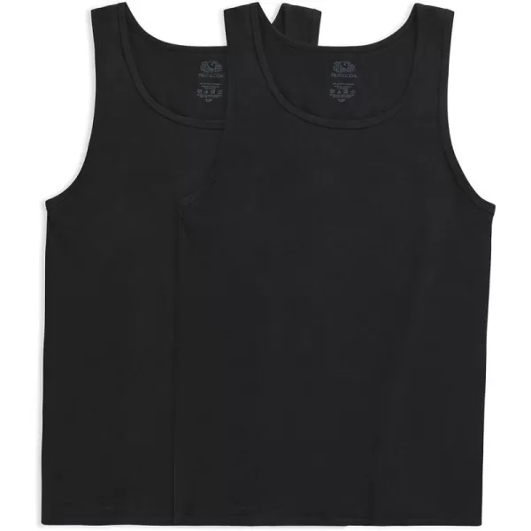 imageFruit of the Loom Mens Eversoft Cotton Sleeveless T Shirts Breathable ampamp Moisture Wicking with Odor Control Sizes S4xTank  2 Pack  Black