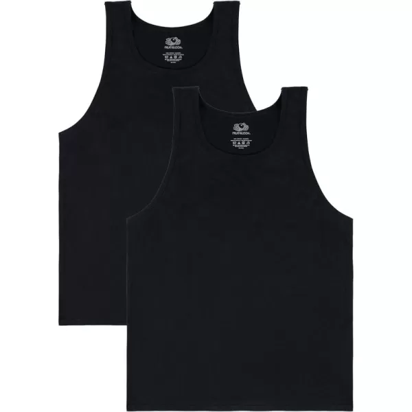 imageFruit of the Loom Mens Eversoft Cotton Sleeveless T Shirts Breathable ampamp Moisture Wicking with Odor Control Sizes S4xTank  2 Pack  Black Ink