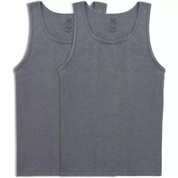 imageFruit of the Loom Mens Eversoft Cotton Sleeveless T Shirts Breathable ampamp Moisture Wicking with Odor Control Sizes S4xTank  2 Pack  Charcoal Heather