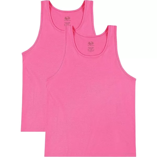 imageFruit of the Loom Mens Eversoft Cotton Sleeveless T Shirts Breathable ampamp Moisture Wicking with Odor Control Sizes S4xTank  2 Pack  Neon Pink
