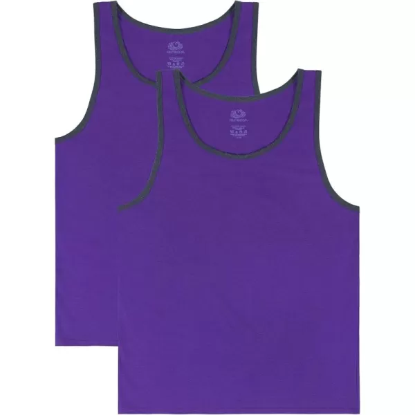 imageFruit of the Loom Mens Eversoft Cotton Sleeveless T Shirts Breathable ampamp Moisture Wicking with Odor Control Sizes S4xTank  2 Pack  Purple
