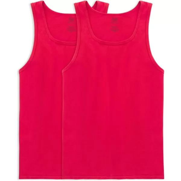 imageFruit of the Loom Mens Eversoft Cotton Sleeveless T Shirts Breathable ampamp Moisture Wicking with Odor Control Sizes S4xTank  2 Pack  Red