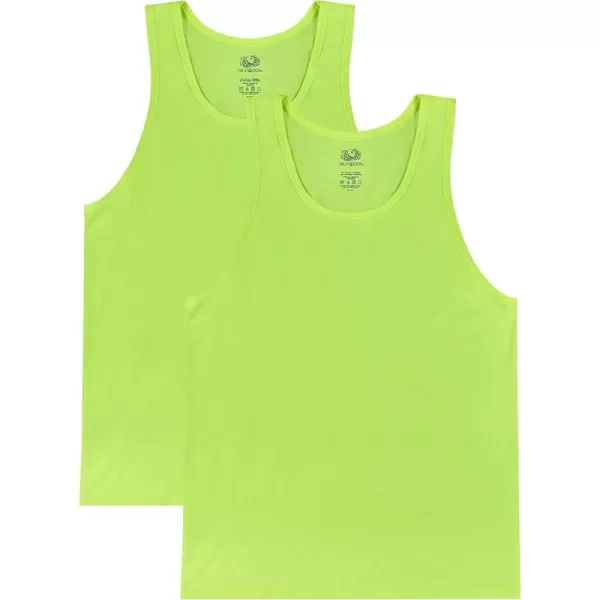 imageFruit of the Loom Mens Eversoft Cotton Sleeveless T Shirts Breathable ampamp Moisture Wicking with Odor Control Sizes S4xTank  2 Pack  Safety Green