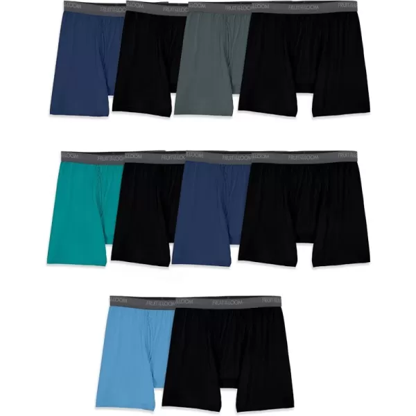 imageFruit of the Loom Mens Micro Stretch Boxer Briefs Designed to Move with You Lightweight ampamp Moisture Wicking10 Pack  BlackNavyGreen