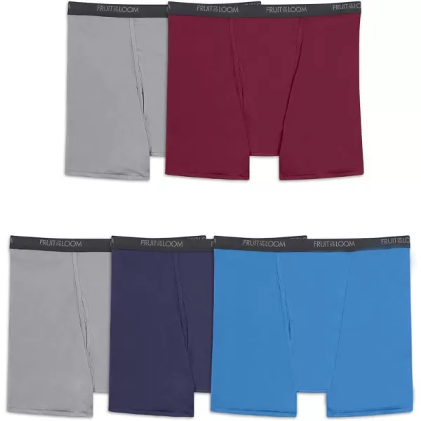 imageFruit of the Loom Mens Micro Stretch Boxer Briefs Designed to Move with You Lightweight ampamp Moisture Wicking5 Pack  GreyRedBlue